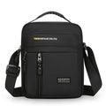 Men's nylon crossbody messenger bag shown in available colours: green, gray, black, and blue.