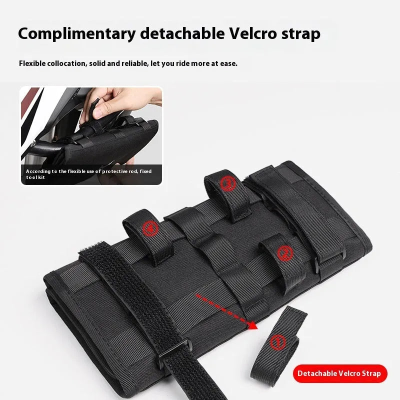 Motorcycle folding tool bag in Oxford cloth compact size 25.7 by 5 by 13.7 centimetres