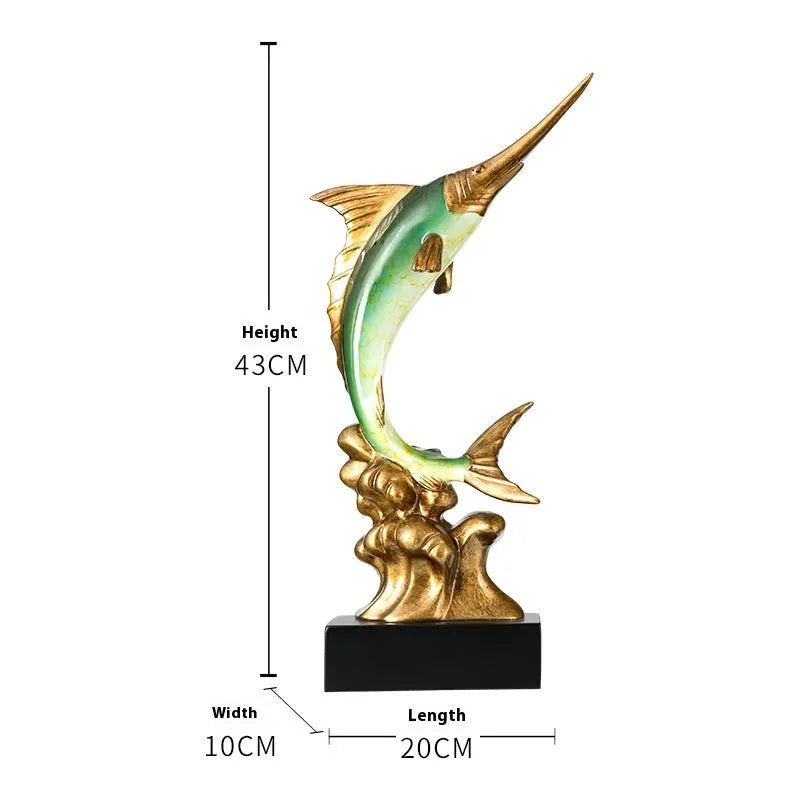 European style plastic resin swordfish decoration ornament in a choice of four colours.