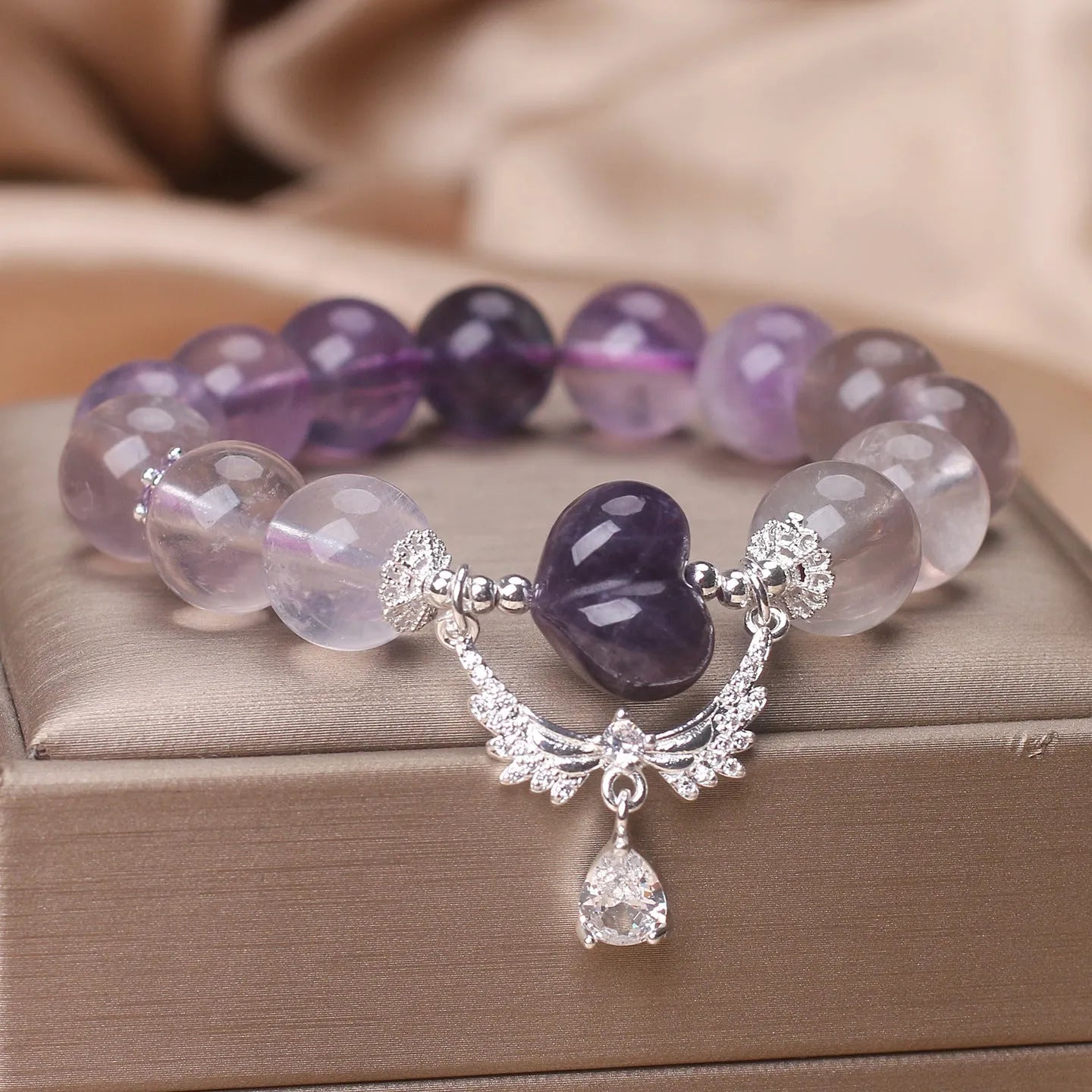 Natural amethyst agate bracelet for women purple fluorite colour ethnic style handmade