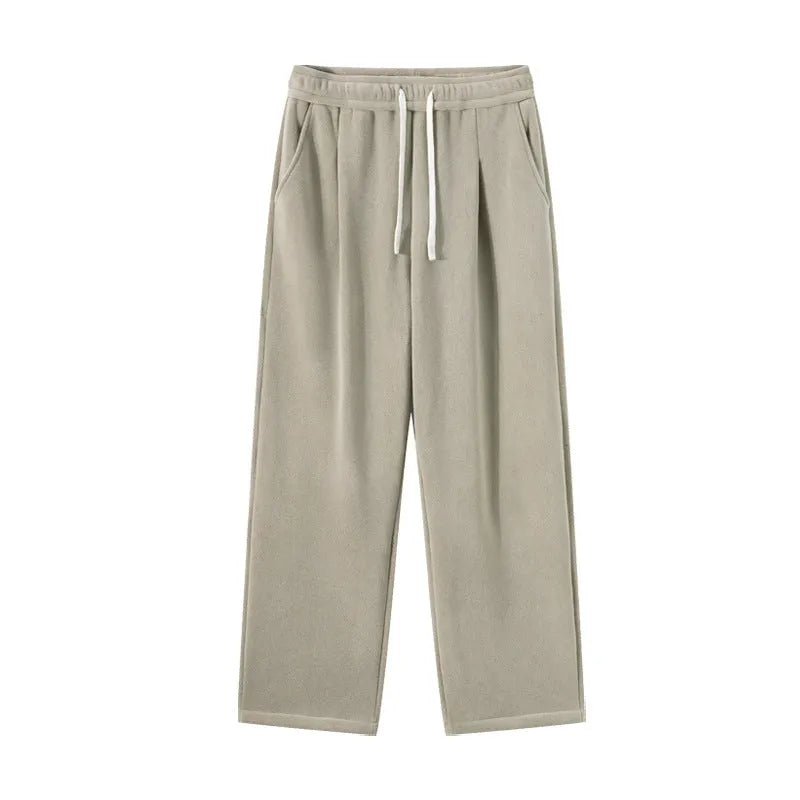Men's double-sided polar fleece fleece-lined winter trousers in loose fit Korean style