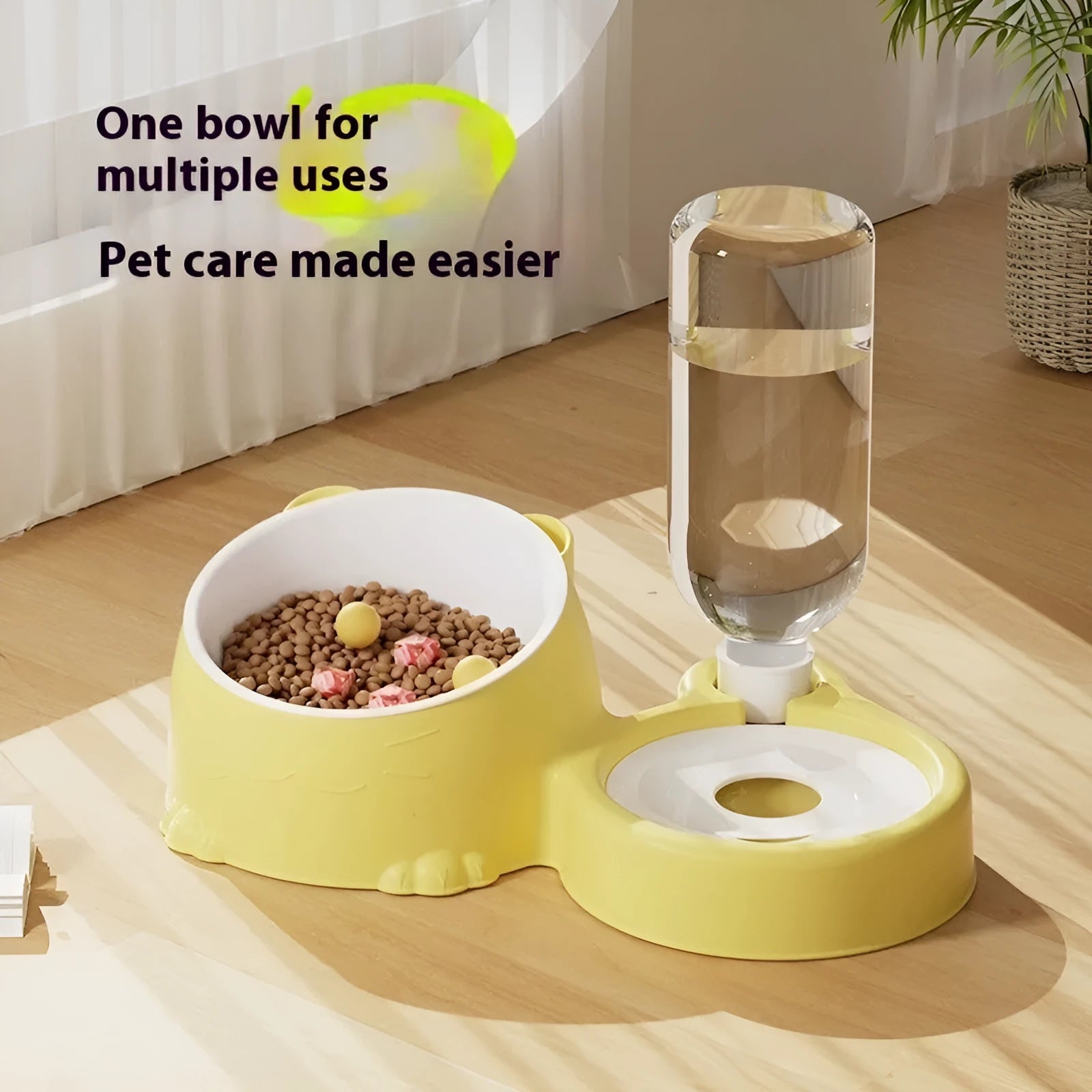 Double bowl automatic drinking pet basin plastic cat feeder ceramic water dispenser haze blue