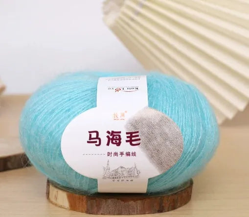Hand-woven mohair wool ball for DIY scarf knitting projects in multiple colour options