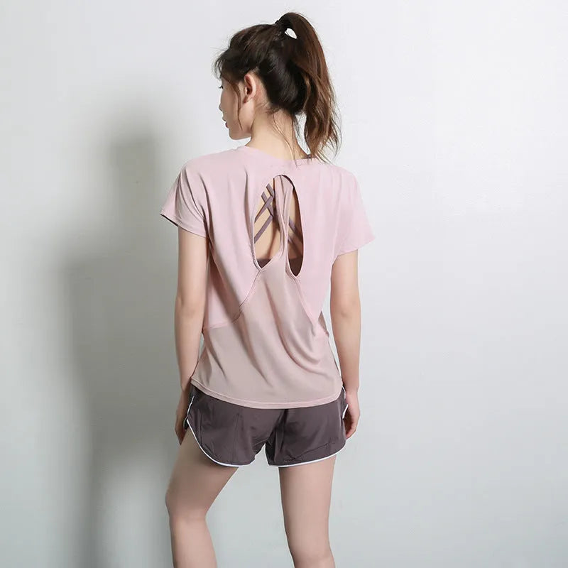 Women's short sleeve polyester sports t-shirt in multiple colours for running and fitness