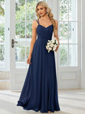 Women's sleeveless pleated A-line long dress in light green, shown in a solid colour with a long skirt.