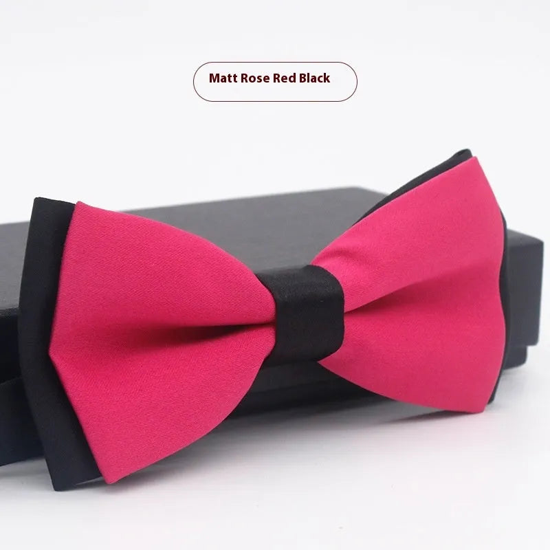 Solid colour formal bow tie with flat head design in polyester fabric