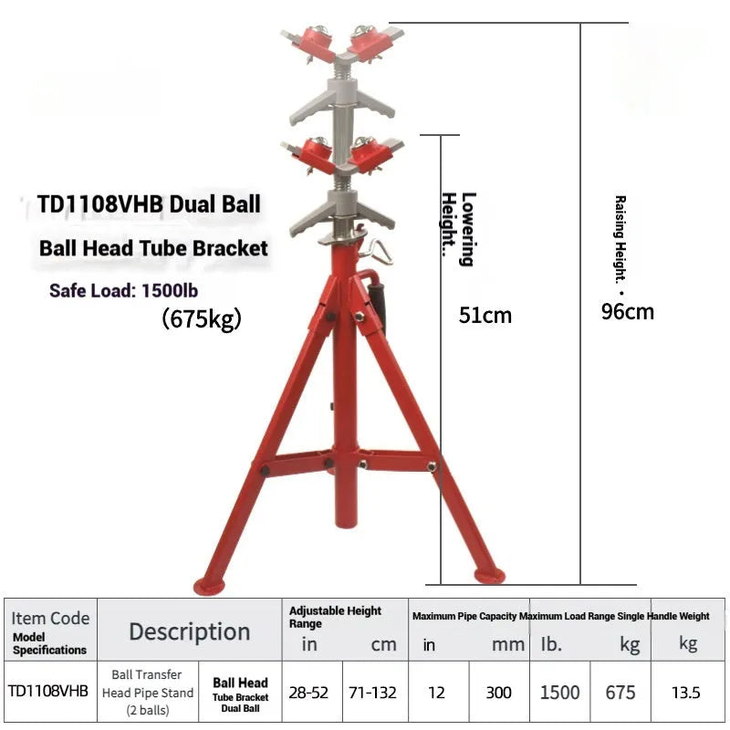 Metal V-head pipe bracket with ball mount options for steel pipe support