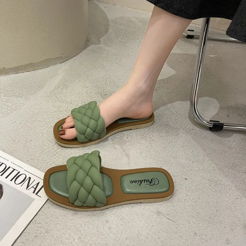 Women's plaid pattern anti-skid sandals with thick PVC soles in four colour options
