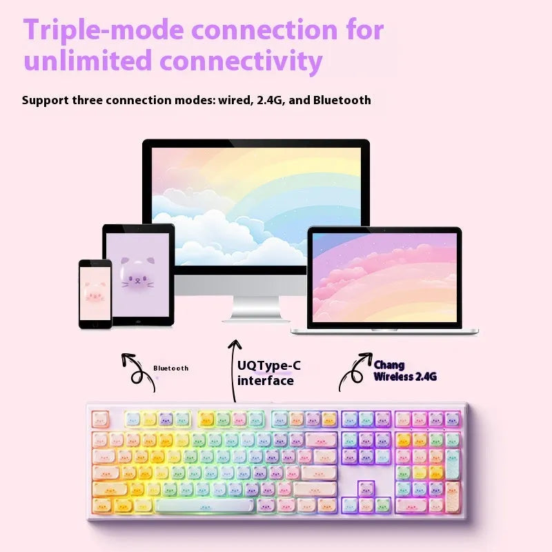 MG108B candy cat colour Bluetooth mechanical keyboard with piano shaft switches