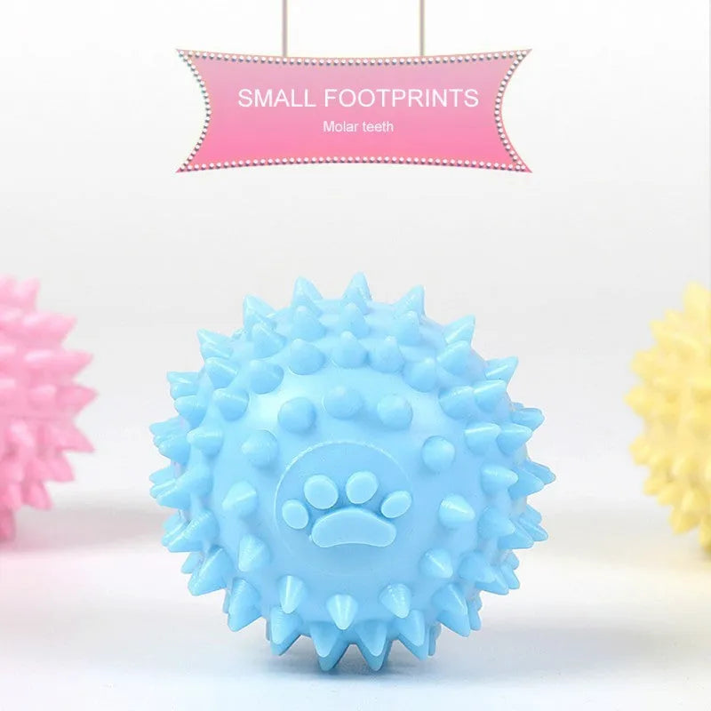 Blue TPR footprint dog chewing ball 6cm diameter pet dental toy