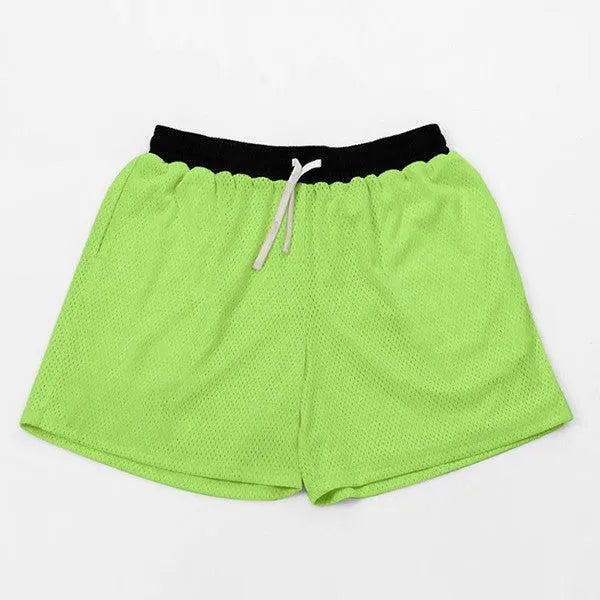 Men's mesh quick-drying shorts in black, red, grass green, purple or sky blue for running and fitness