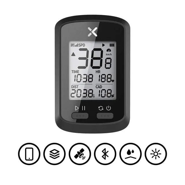 Black plastic waterproof bicycle stopwatch with digital display for cycling timing