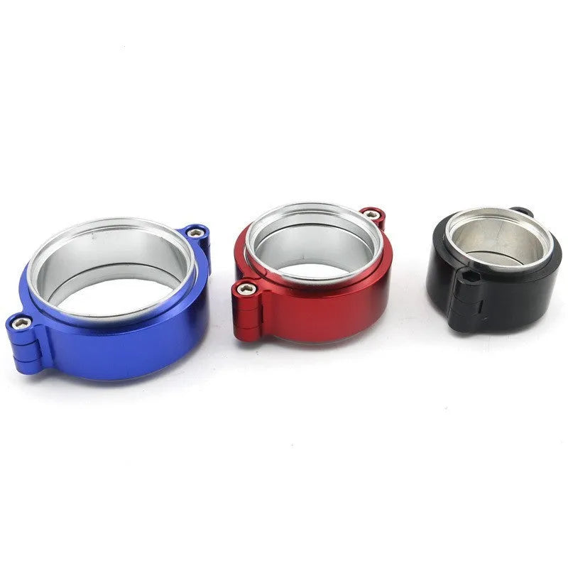 Aluminium fixed movement clamp for turbine exhaust systems in black, blue, red colours