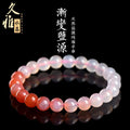Natural gradient Yanyuan agate stone bracelet showing geometric beads in salt source colour, with size options.