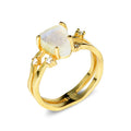 S925 silver irregular triangle moonstone ring in rose gold, white gold, and yellow gold electroplated finishes