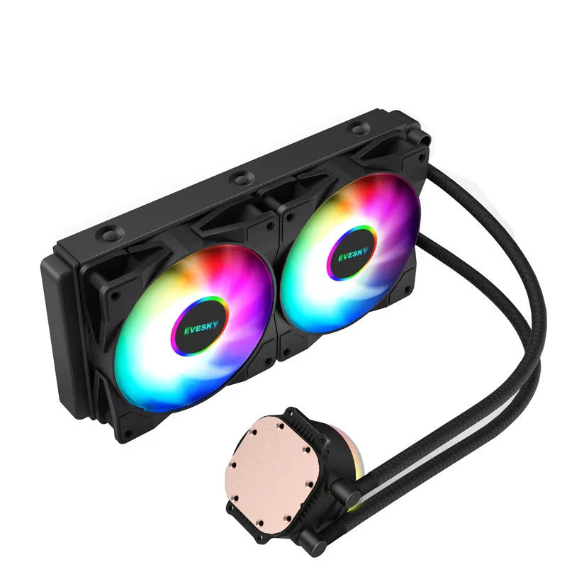 CPU radiator cooling fan with RGB lighting effects and aluminium construction in multiple size options