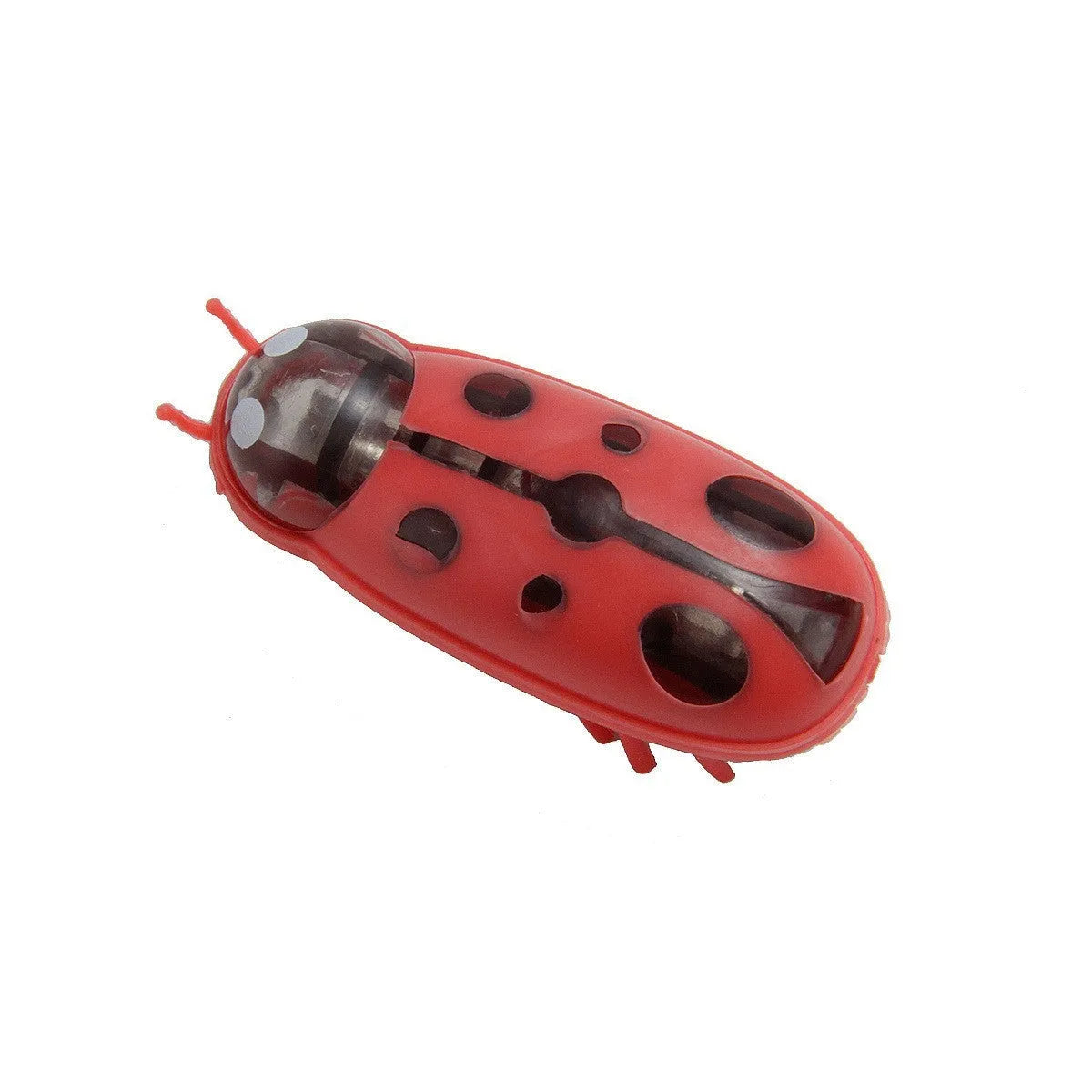 Electric vibrating cat teaser toy in red and black ladybug style, measuring 4.5cm long