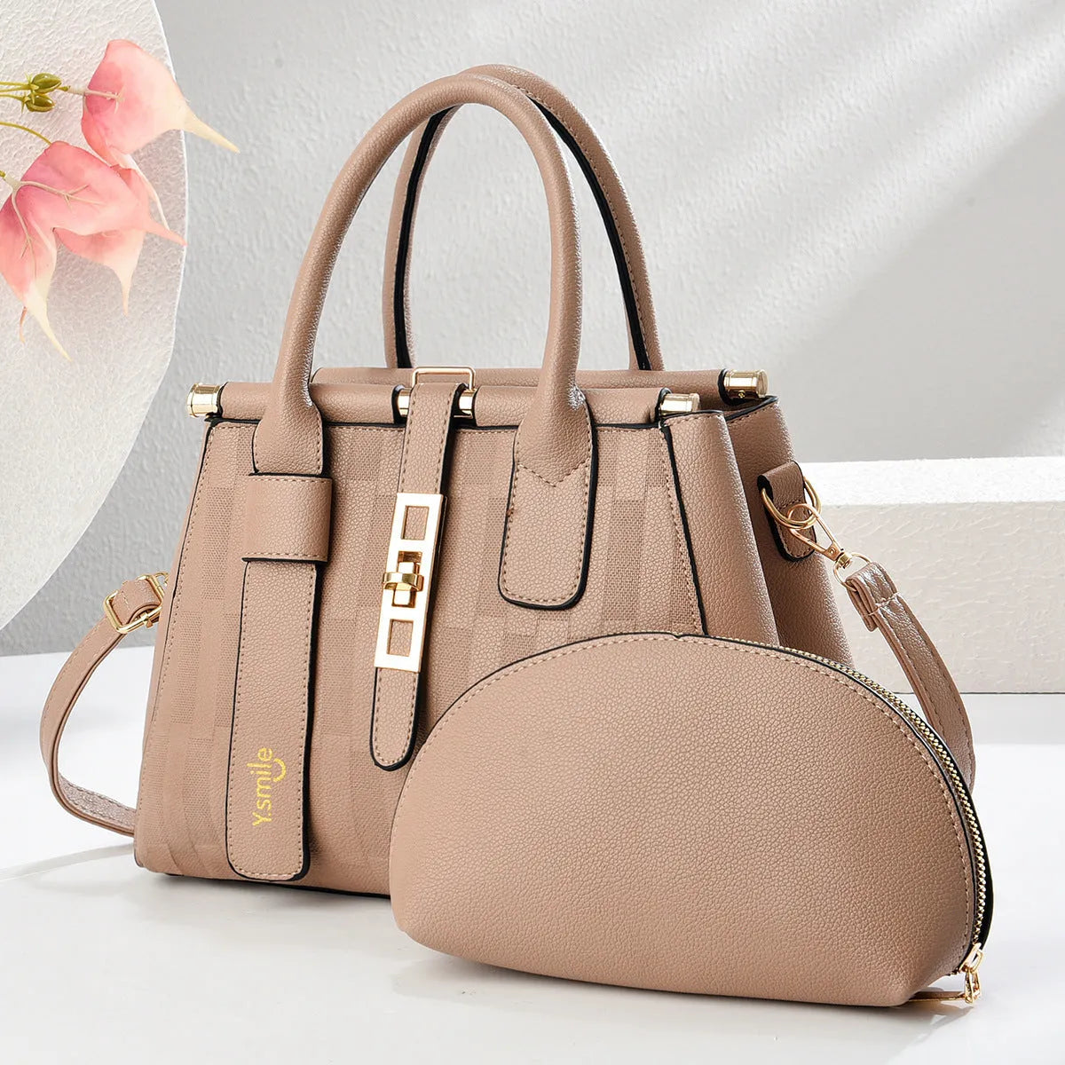 Round PU leather crossbody shoulder bag in multiple colours, dimensions 28x13x20cm.