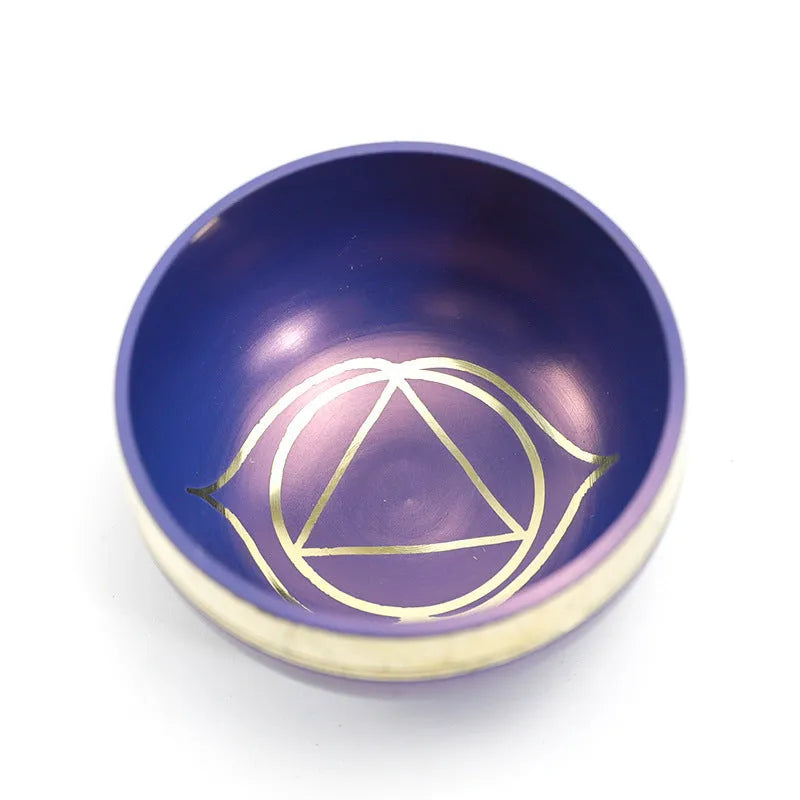 Handmade colourful Himalaya singing bowl percussion instrument, 7.8cm diameter.