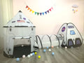 Foldable children's tent indoor game house robot three-piece set with tunnel and triangle on floor