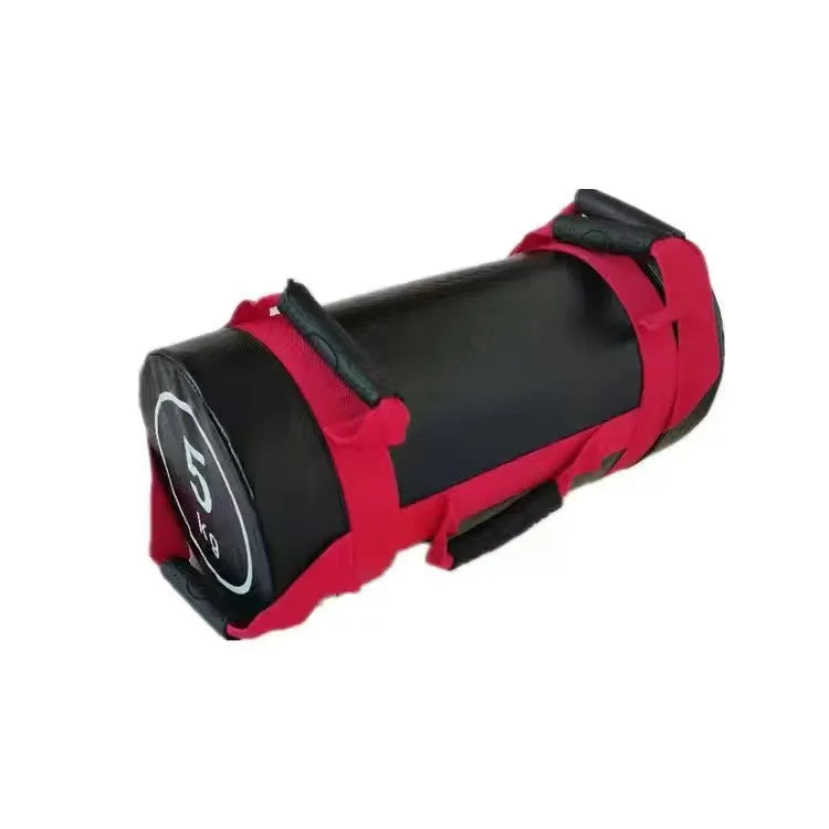 White PVC fitness training sandbag for weight lifting in various kg options.