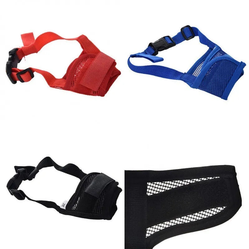 Adjustable plastic dog muzzle in various colours and sizes for biting and barking control