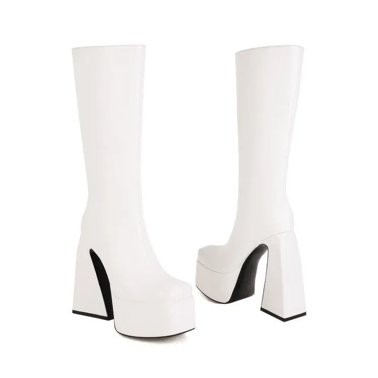 Women's ankle-high casual boots in black, red, blue, and white colours with artificial PU leather upper