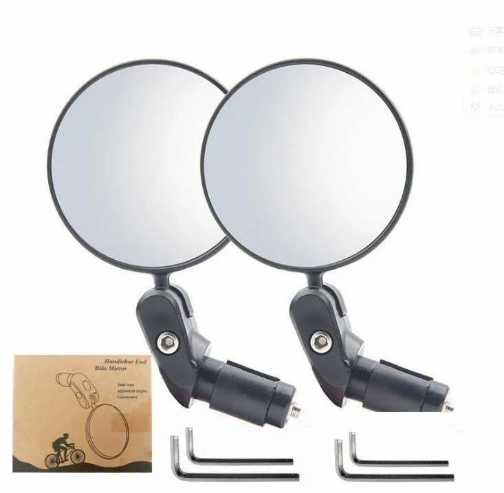 Black foldable convex rearview mirror for vehicles with a 7cm wide-angle reflector.