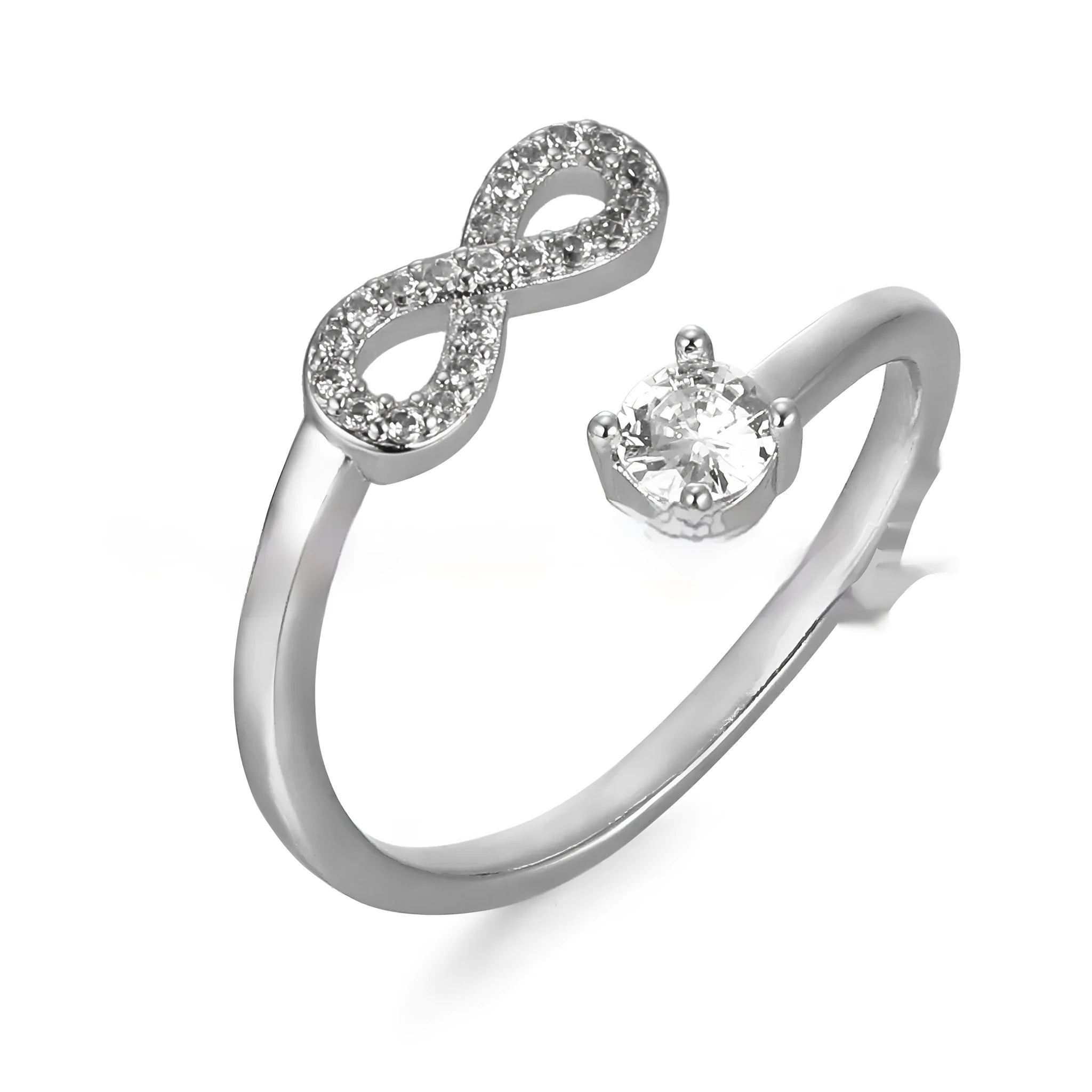 Personalised diamond-shaped open geometric zircon ring showing a letter 'A' in a gold metal setting.