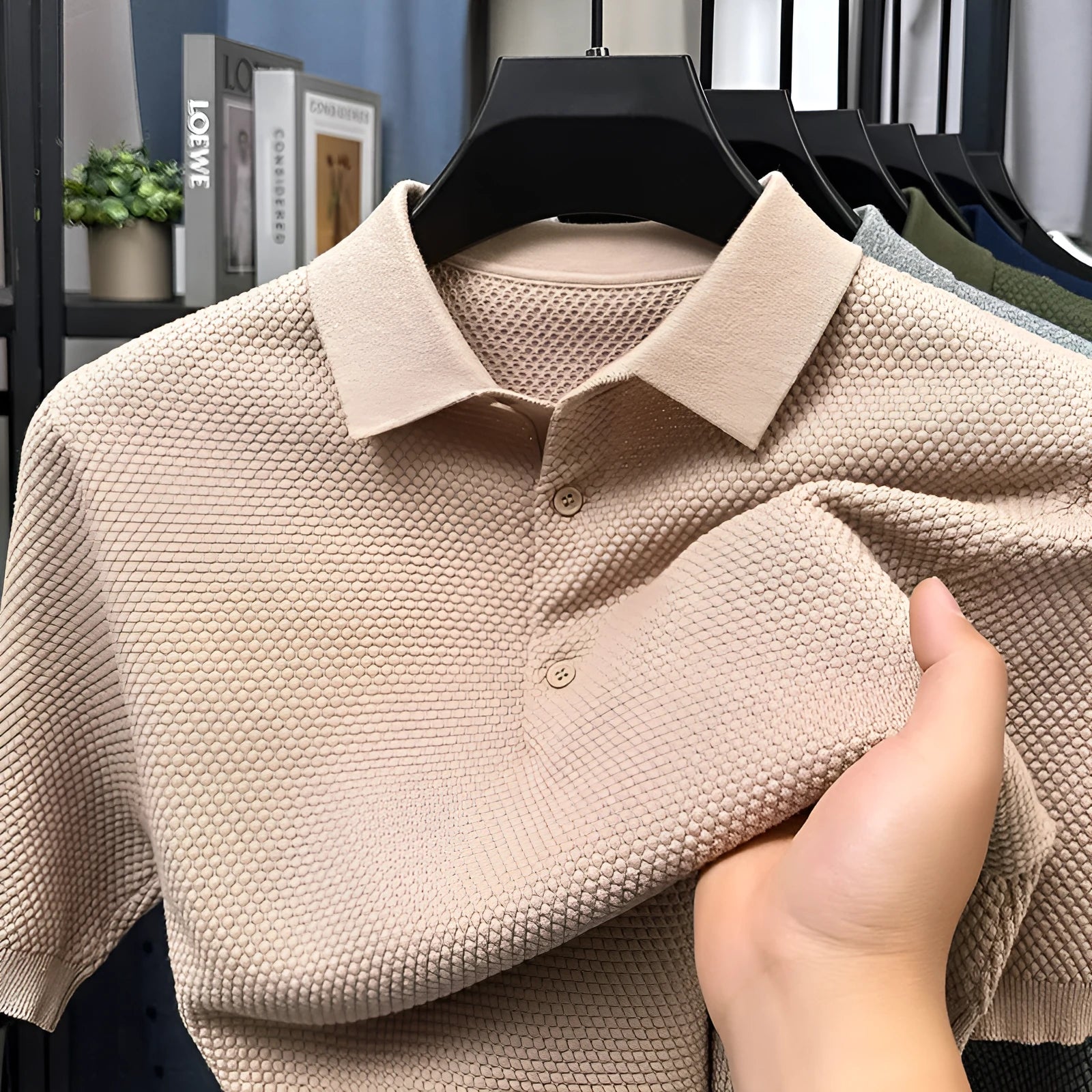 Loose fit pure cotton short sleeve sweater shown in available colours with size range information