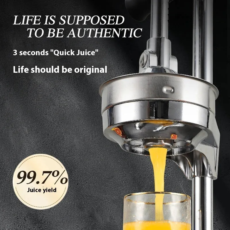 Vertical stainless steel manual juicer with multiple tip and colour options