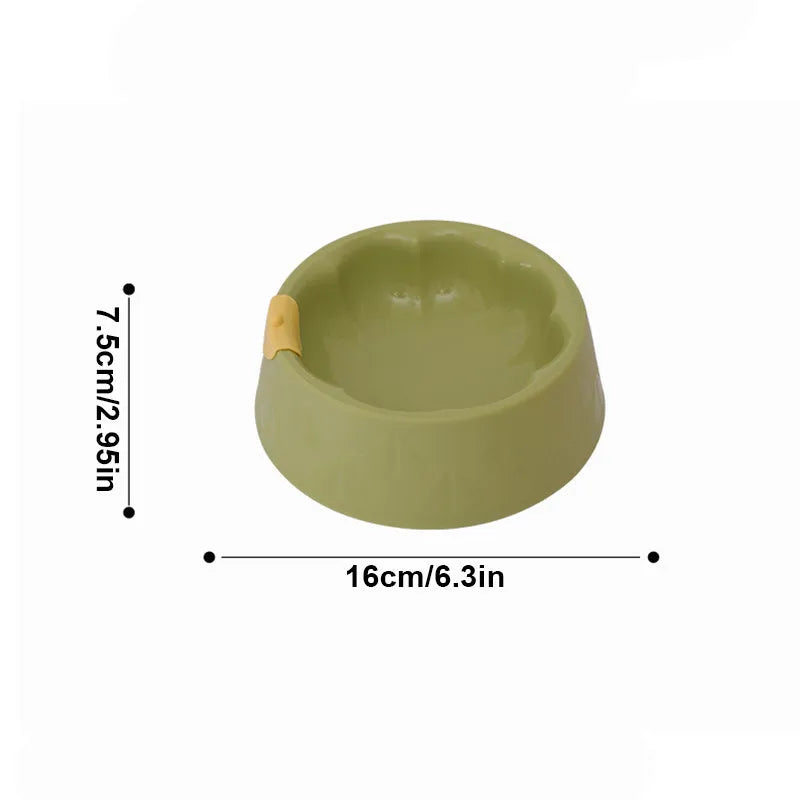Plastic double pet bowl with flower design in blue colour showing food and water compartments