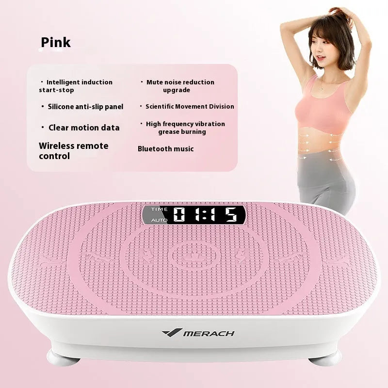 Grey or pink portable smart power plate with Bluetooth, dimensions 58cm by 38cm.
