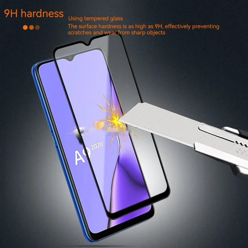 OPPO A9 2020 black full glue tempered glass screen protector with anti-fingerprint coating