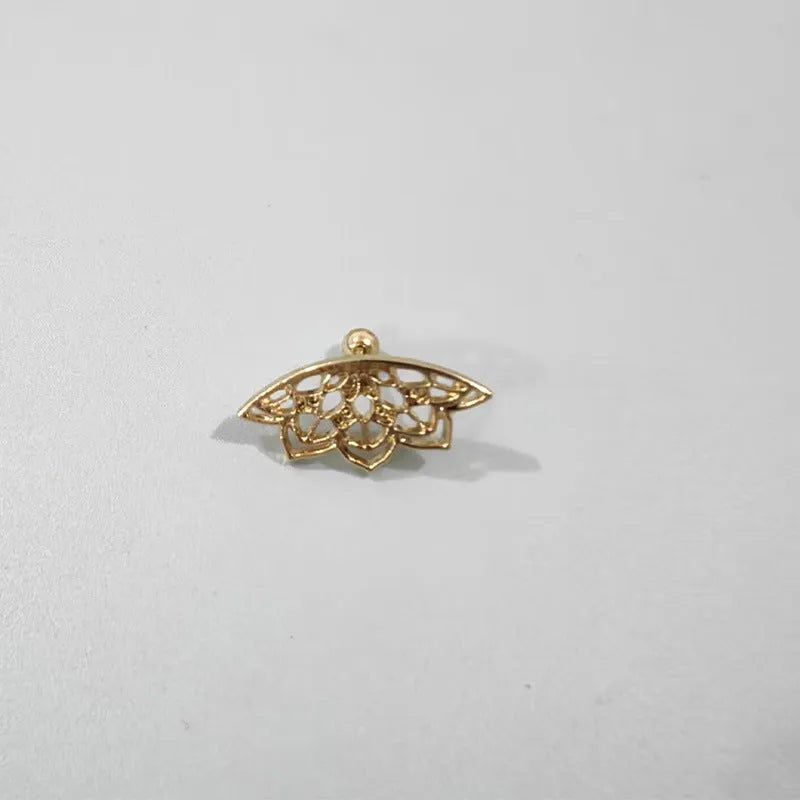 Spider web geometric mesh stud earrings in gold or silver electroplated metal for Halloween jewellery