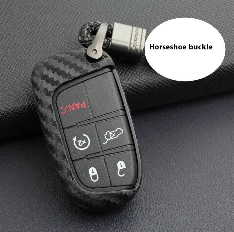 Silicone car key case with carbon fibre design for Dodge Chrysler Fiat remote keys