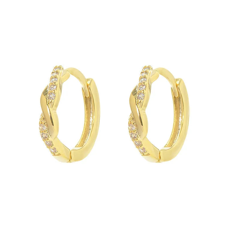 Geometric hemp rope earclip earrings with interwoven copper wire in gold colour option