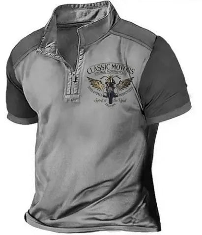 Men's 3D printed golf polo shirt in loose fit polyester bird eye cloth