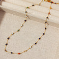 Women's titanium steel necklace with natural stone pendant and gold electroplated chain