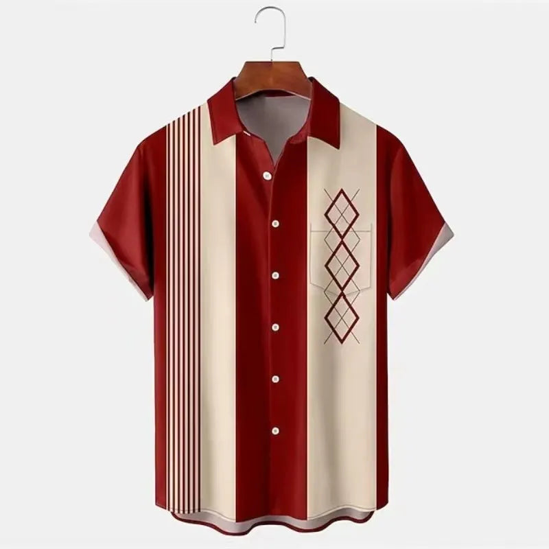 Men's slim fit floral print beach shirt with 3D digital pattern on polyester fabric