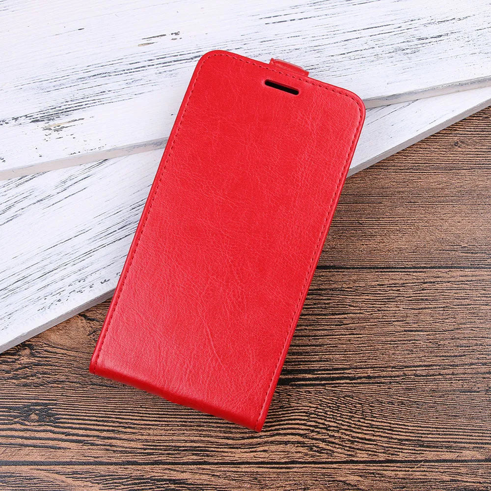 Black genuine leather wallet phone case for Huawei Honor 7X with a crazy horse pattern, showing open card slots.