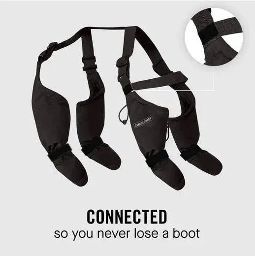 Black waterproof non-slip dog shoes for paw protection in polyester material