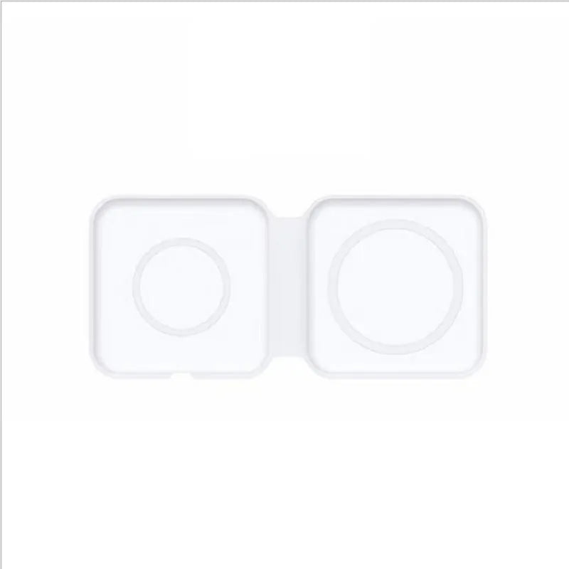White 2 in 1 magnetic wireless charging dock with foldable design and dual charging surfaces