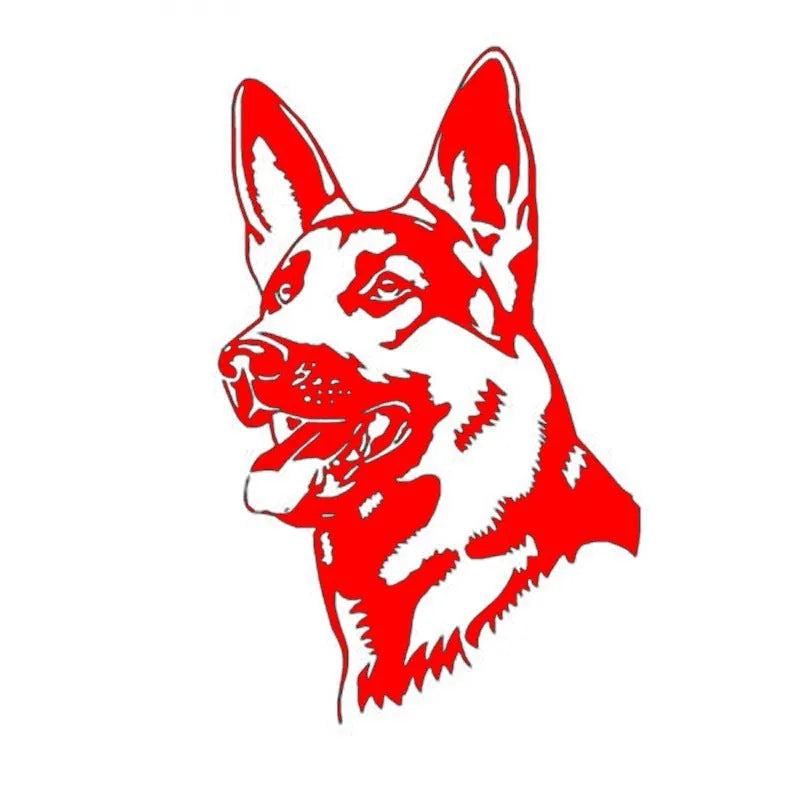 Reflective Alsace Shepherd dog bumper sticker showing detailed breed pattern