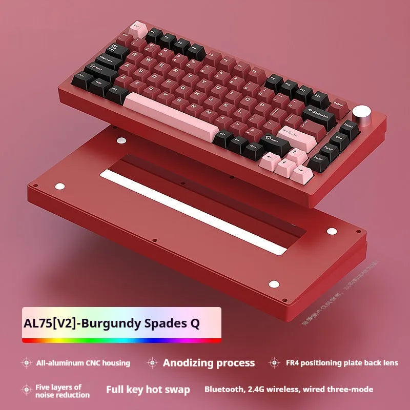 Heiji Snake aluminum mechanical keyboard kit with key puller and USB receiver on dark surface