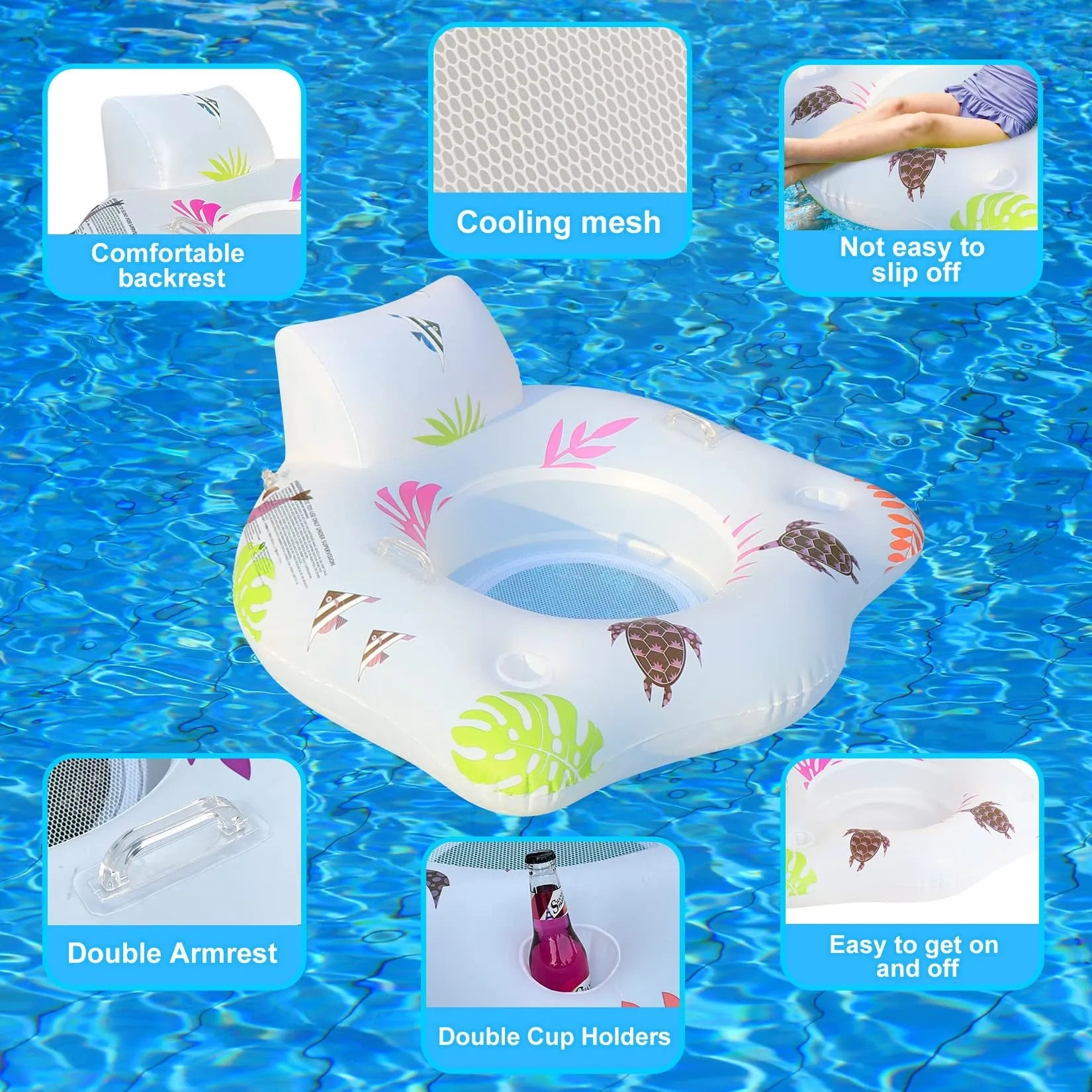 White U-shaped inflatable float with luminous feature measuring 120cm square