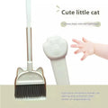 Purple plastic broom and dustpan set with non-stick rotating brush head and upright storage holder.