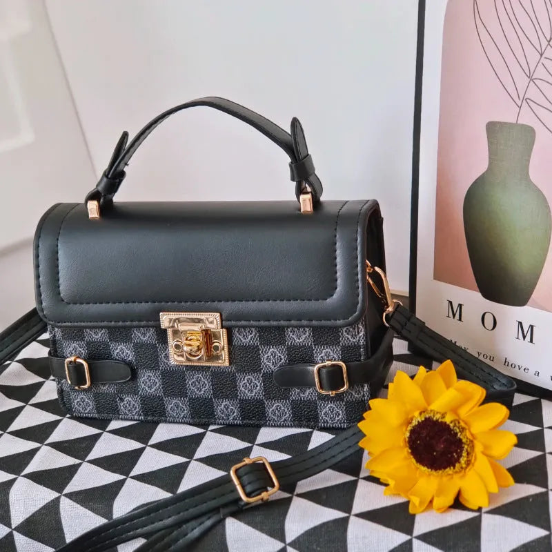 Retro small square ethnic pattern crossbody bag in apricot colour with floral stitching