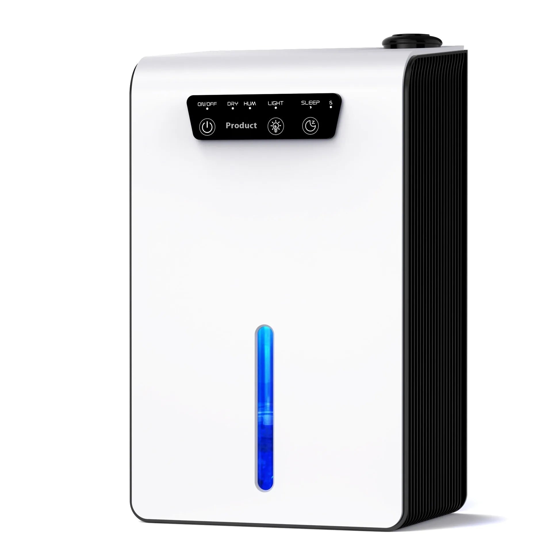 Milky white household dehumidifier for bedroom use with silent operation