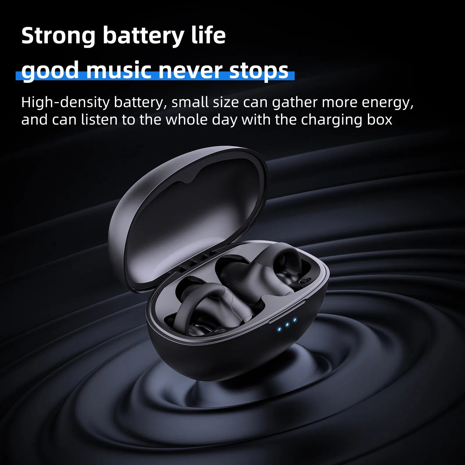 T306 black wireless Bluetooth gaming earphones with clip-on ear-hook design for sports use